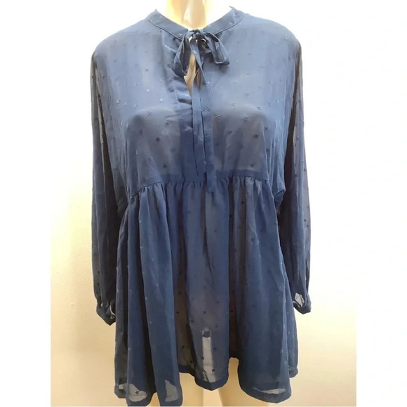 Free Generation Size Small Los Angeles Star Pattern Oversized Chiffon Blouse New - Picture 6 of 6